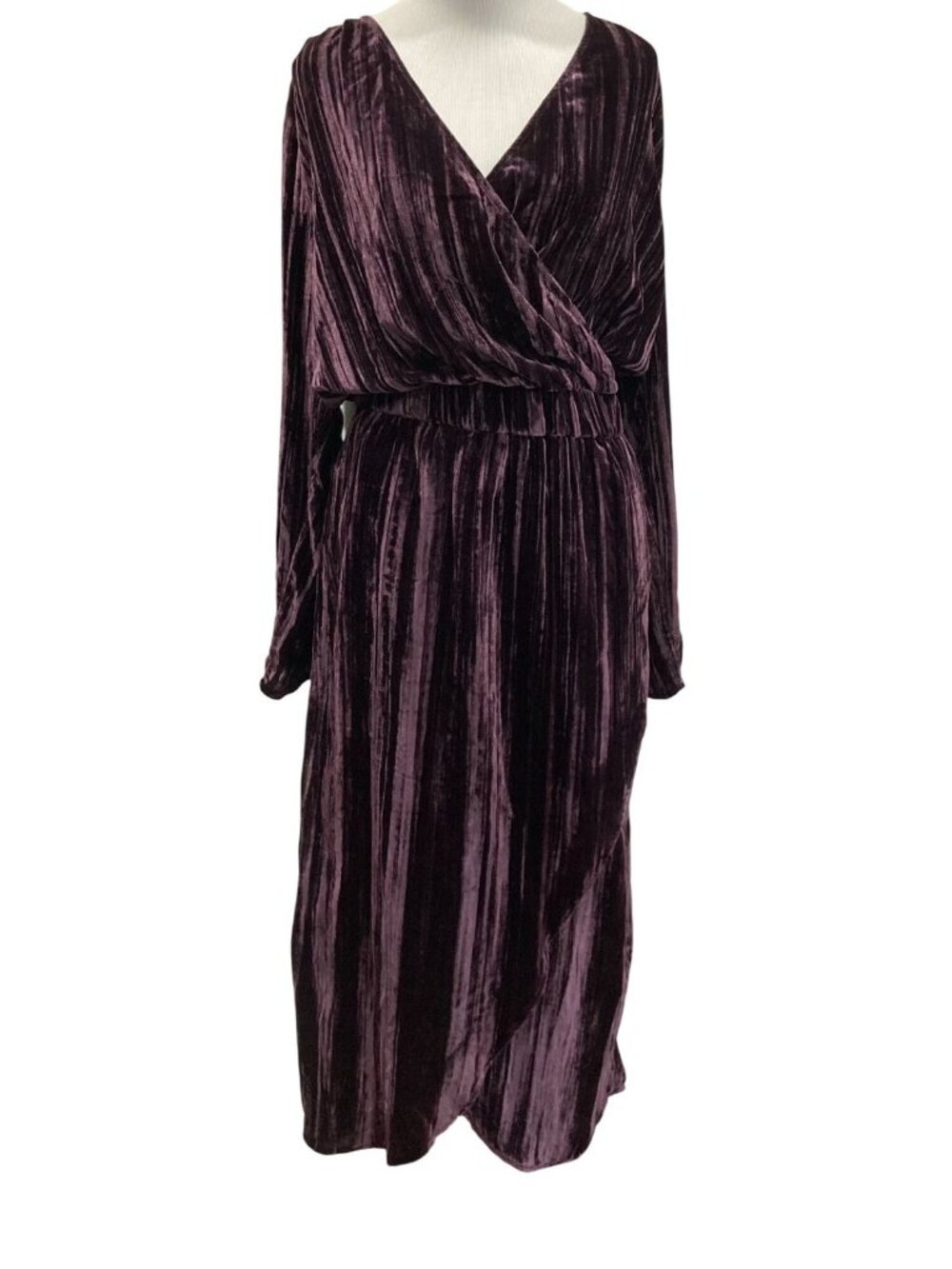 Twist Tango Lilja Velvet Wrap Midi Dress Deep Purple M Glam Whimsygoth Feminine